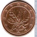 1 цент 2007 г. Германия(6) - 764.6 - реверс