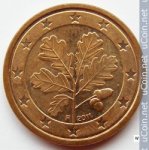 1 цент 2011 г. Германия(6) - 764.6 - реверс