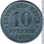 10 пфеннигов 1917 г. Германия(6) - 764.6 - реверс