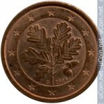 2 цента 2004 г. Германия(6) - 764.6 - реверс