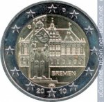 2 евро 2010 г. Германия(6) - 764.6 - реверс