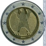 2 евро 2011 г. Германия(6) - 764.6 - реверс