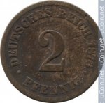 2 пфеннига 1876 г. Германия(6) - 764.6 - аверс