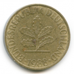 10 пфеннигов 1988 г. Германия(6) - 764.6 - реверс