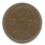 1 пфенниг 1936 г. Германия(6) - 764.6 - реверс