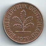 2 пфеннига 1979 г. Германия(6) - 764.6 - реверс