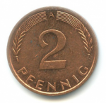 2 пфеннига 1995 г. Германия(6) - 764.6 - аверс