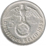 5 марок 1936 г. Германия(6) - 764.6 - аверс