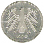 5 марок 1990 г. Германия(6) - 764.6 - реверс