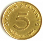 5 пфеннигов 1938 г. Германия(6) - 764.6 - аверс