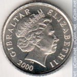 5 пенсов 2000 г. Гибралтар(6) - 62.3 - аверс