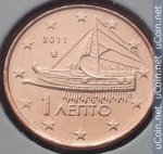 1 цент 2011 г. Греция(7) - 301.2 - реверс