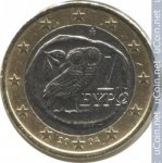 1 евро 2004 г. Греция(7) - 301.2 - реверс