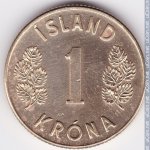 1 крона 1973 г. Исландия(10) - 107.6 - реверс