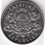 1 лат 2013 г. Латвия(13) - 253.3 - реверс