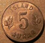 5 эйре 1965 г. Исландия(10) - 107.6 - аверс