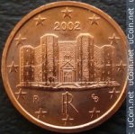 1 цент 2002 г. Италия(10) - 266.5 - реверс