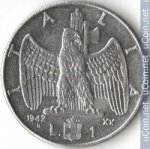 1 лира 1942 г. Италия(10) - 266.5 - аверс