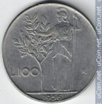 100 лир 1956 г. Италия(10) - 266.5 - аверс