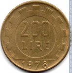 200 лир 1978 г. Италия(10) - 266.5 - реверс