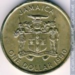 1 доллар 1990 г. Ямайка(27) -36.7 - аверс