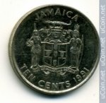 10 центов 1991 г. Ямайка(27) -36.7 - аверс