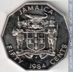 50 центов 1985 г. Ямайка(27) -36.7 - аверс