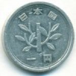 1 йена 1986 г. Япония(27) -43.5 - реверс