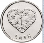 1 лат 2011 г. Латвия(13) - 253.3 - реверс
