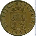 10 сантим 1992 г. Латвия(13) - 253.3 - аверс