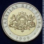 2 лата 1999 г. Латвия(13) - 253.3 - аверс