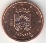 2 цента 2014 г. Латвия(13) - 253.3 - реверс