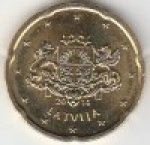 20 центов 2014 г. Латвия(13) - 253.3 - реверс