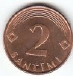 2 сантима 2000 г. Латвия(13) - 253.3 - аверс