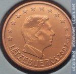 1 цент 2007 г. Люксембург(13) - 311.3 - реверс
