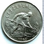 1 франк 1953 г. Люксембург(13) - 341.3 - аверс