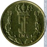 5 франков 1987 г. Люксембург(13) - 341.3 - аверс