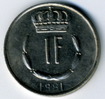 1 франк 1981 г. Люксембург(13) - 341.3 - аверс