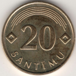 20 сантим 2009 г. Латвия(13) - 253.3 - аверс