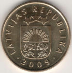 20 сантим 2009 г. Латвия(13) - 253.3 - реверс