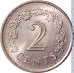 2 цента 1977 г. Мальта(14) -334.3 - реверс