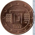 2 цента 2008 г. Мальта(14) -496.3 - реверс