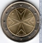 2 евро 2008 г. Мальта(14) -496.3 - реверс