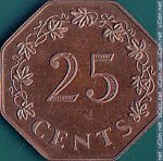 25 центов 1975 г. Мальта(14) -496.3 - реверс