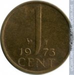 1 цент 1973 г. Нидерланды(15) -241.4 - аверс