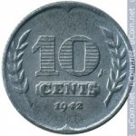 10 центов 1942 г. Нидерланды(15) -250.3 - аверс