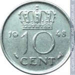 10 центов 1948 г. Нидерланды(15) -250.3 - аверс