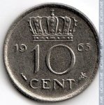10 центов 1965 г. Нидерланды(15) -250.3 - реверс