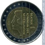 2 евро 2001 г. Нидерланды(15) -250.3 - реверс