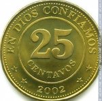 25 сентаво 2002 г. Никарагуа(15) -4.5 - реверс
